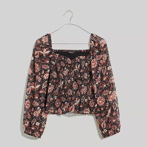 Madewell Lucie Smocked Top in Floral Size Small - New With Tags
